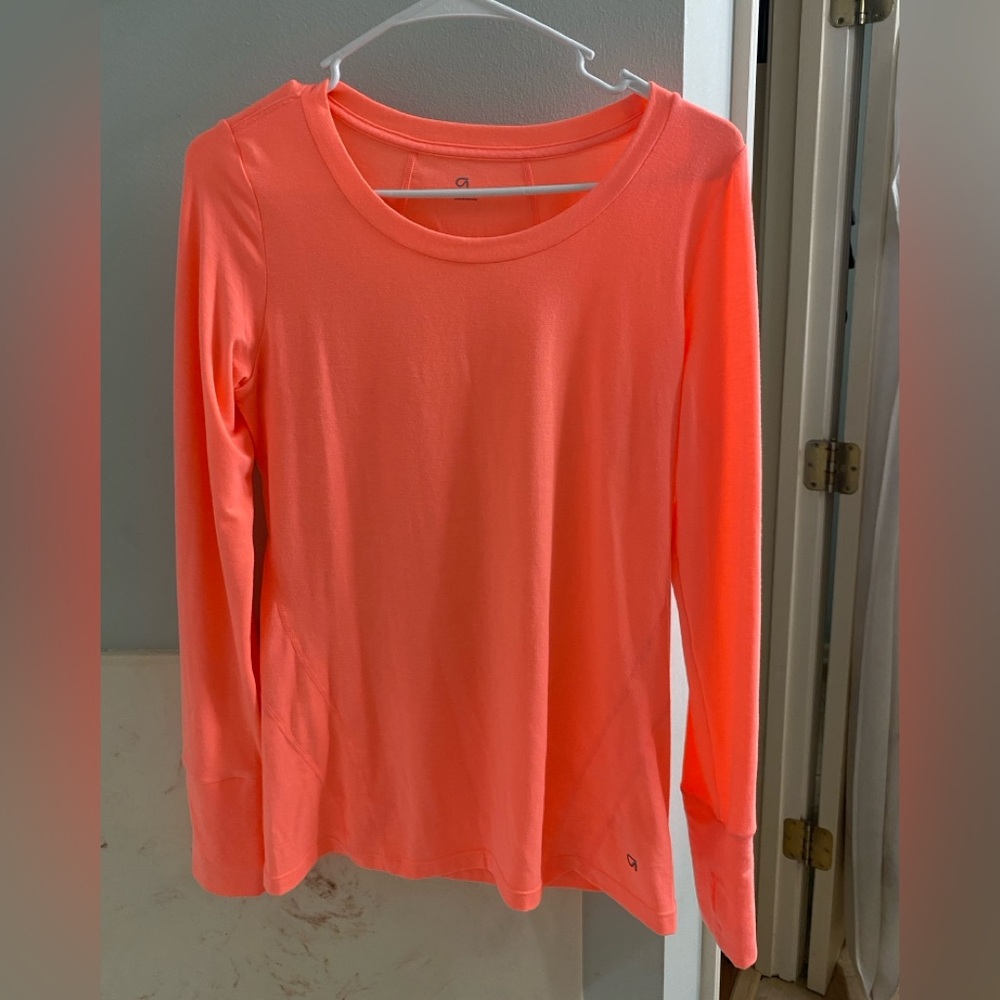 GAP Neon Coral Long Sleeve Tee with thumb  holes